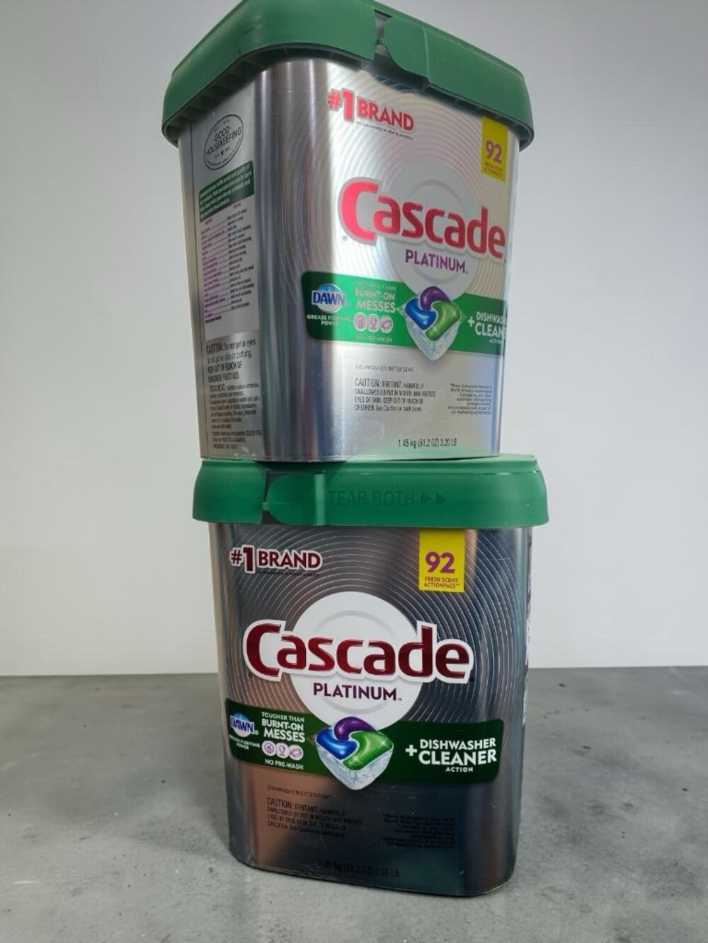 2 Packs Cascade Platinum Plus ActionPacs Dishwasher Detergent Pods,  92 Ct each